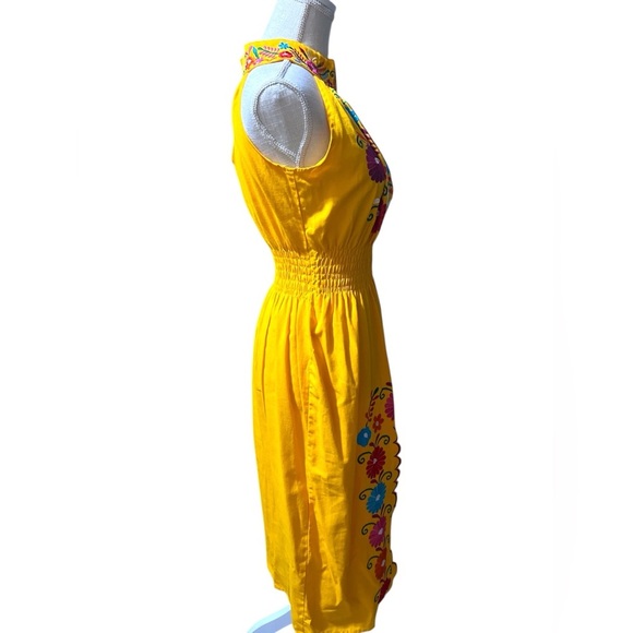 Vibrant Yellow Embroidered Dress- M - Picture 6 of 10